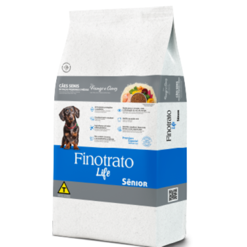 Finotrato Life Sênior Frango e Arroz Cães Senis de Raças Pequenas e Médias