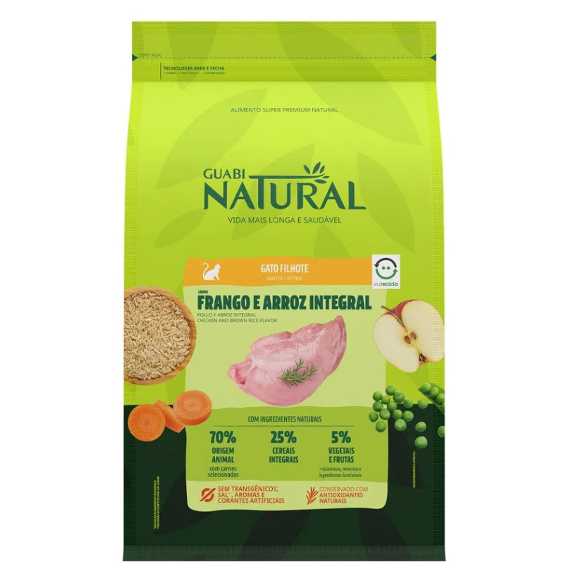Ração Guabi Natural Gato Filhote Frango Arroz Integral