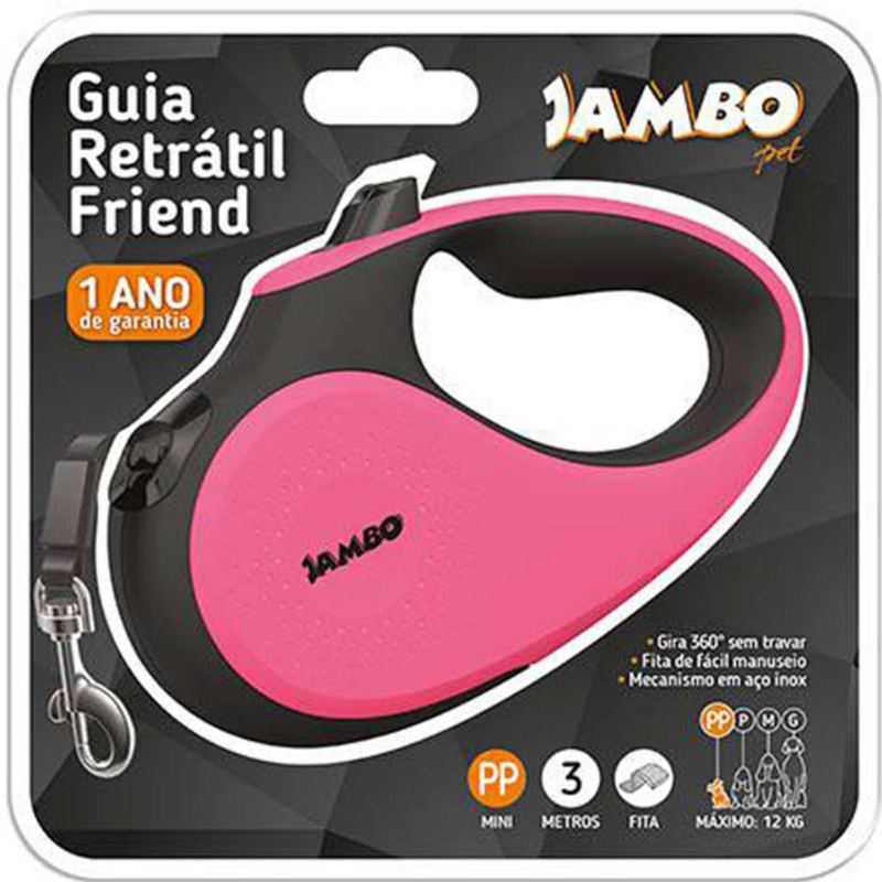 Jambo Guia Retratil Friend Mini Rosa