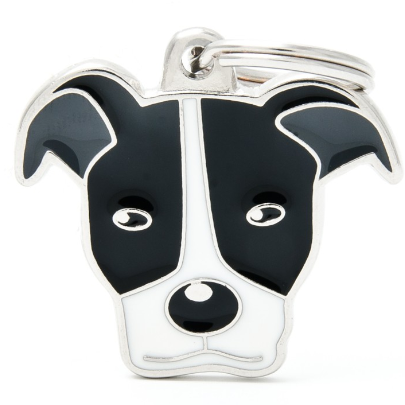 Medalha de Identificação My Family Pitbull Branco com Preto