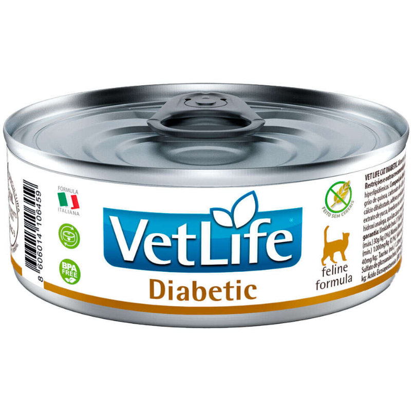 Ração Úmida Vet Life Diabetic para Gatos Adultos 85 g