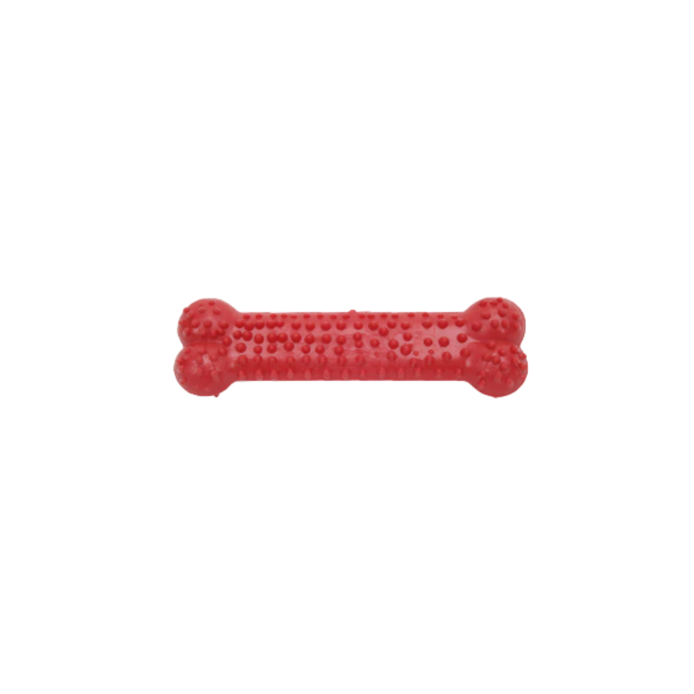 Brinquedo Osso Plaque Ataque Borracha com Cravo Vermelho Tam.M
