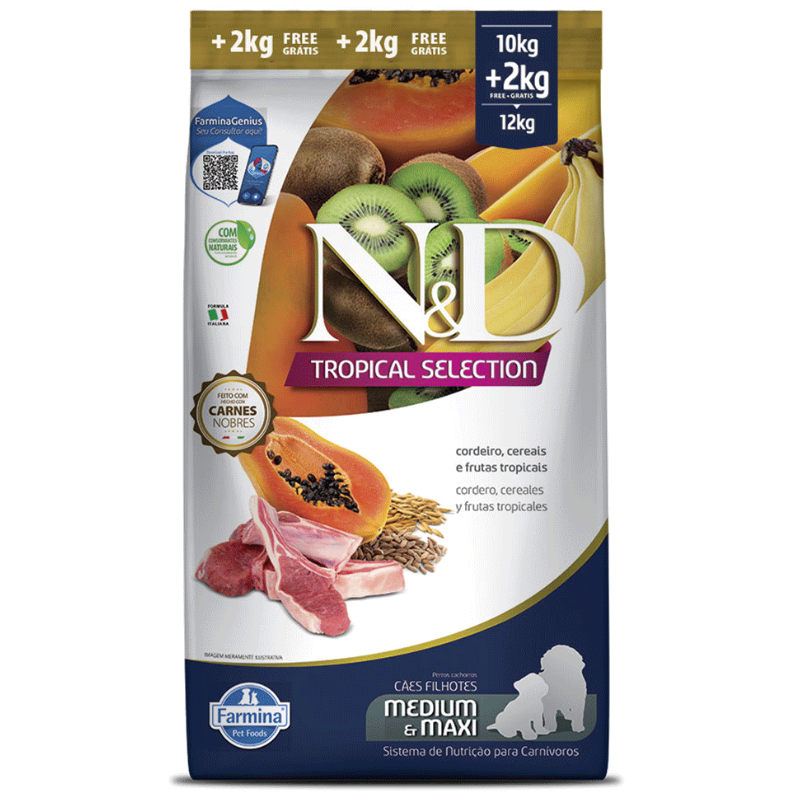 N&D Tropical Selection para Cães Filhotes CordeiroMd/Max 10+2kg