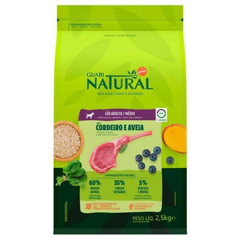 Ração G Natural Cães ADT Médio Cordeiro e Aveia 2,5kg