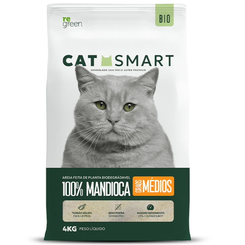 Areia Higiênica Cat Smart Grãos Médios para Gatos 4 kg