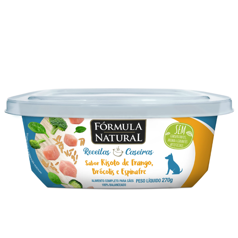 Fórmula Natural Receitas Caseiras para Cães Adultos Sabor Risoto de Frango com Brócolis e Espinafre 270g