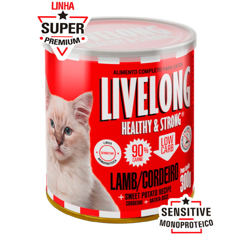 Ração Úmida Livelong Sabor Cordeiro para Gatos 300 g